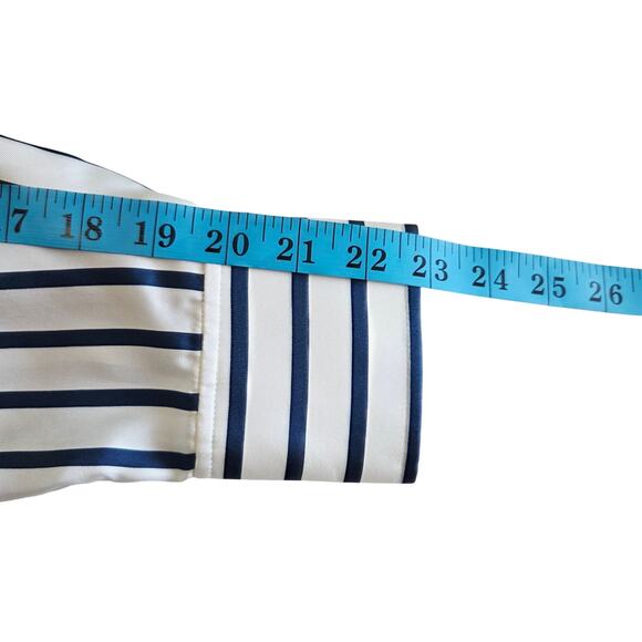 LILYSILK Oversized Palma Stripe Silk Button Down Shirt, Size Small, White & Blue - Picture 11 of 16